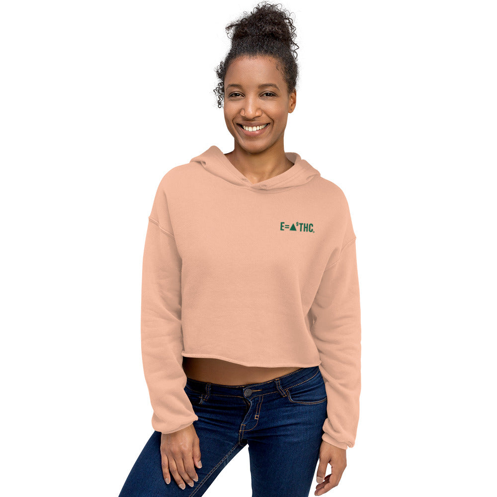 Delta Nine Green Embordered Crop Hoodie | Left Logo