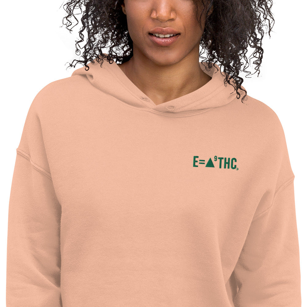 Delta Nine Green Embordered Crop Hoodie | Left Logo